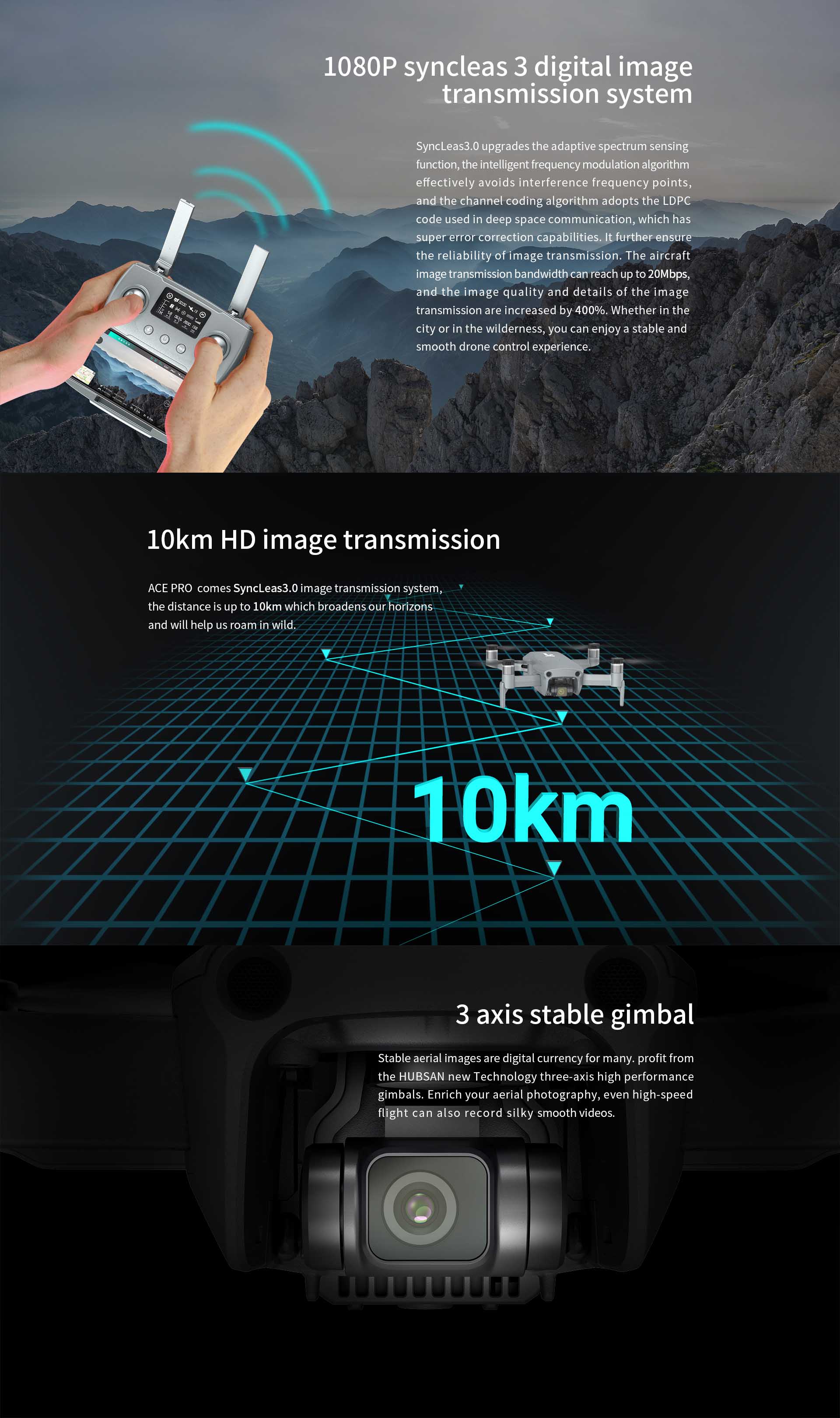 HUBSAN ACE PRO Drone 4K 3-Axis Gimbal GPS 10KM 35mins Drone – RCDrone